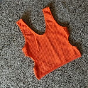 Orange Ribbed Women's Tank Top